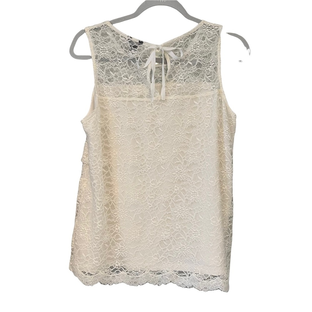 Ann Taylor Off White Tiered Lace Sleeveless Top - Picture 2 of 12